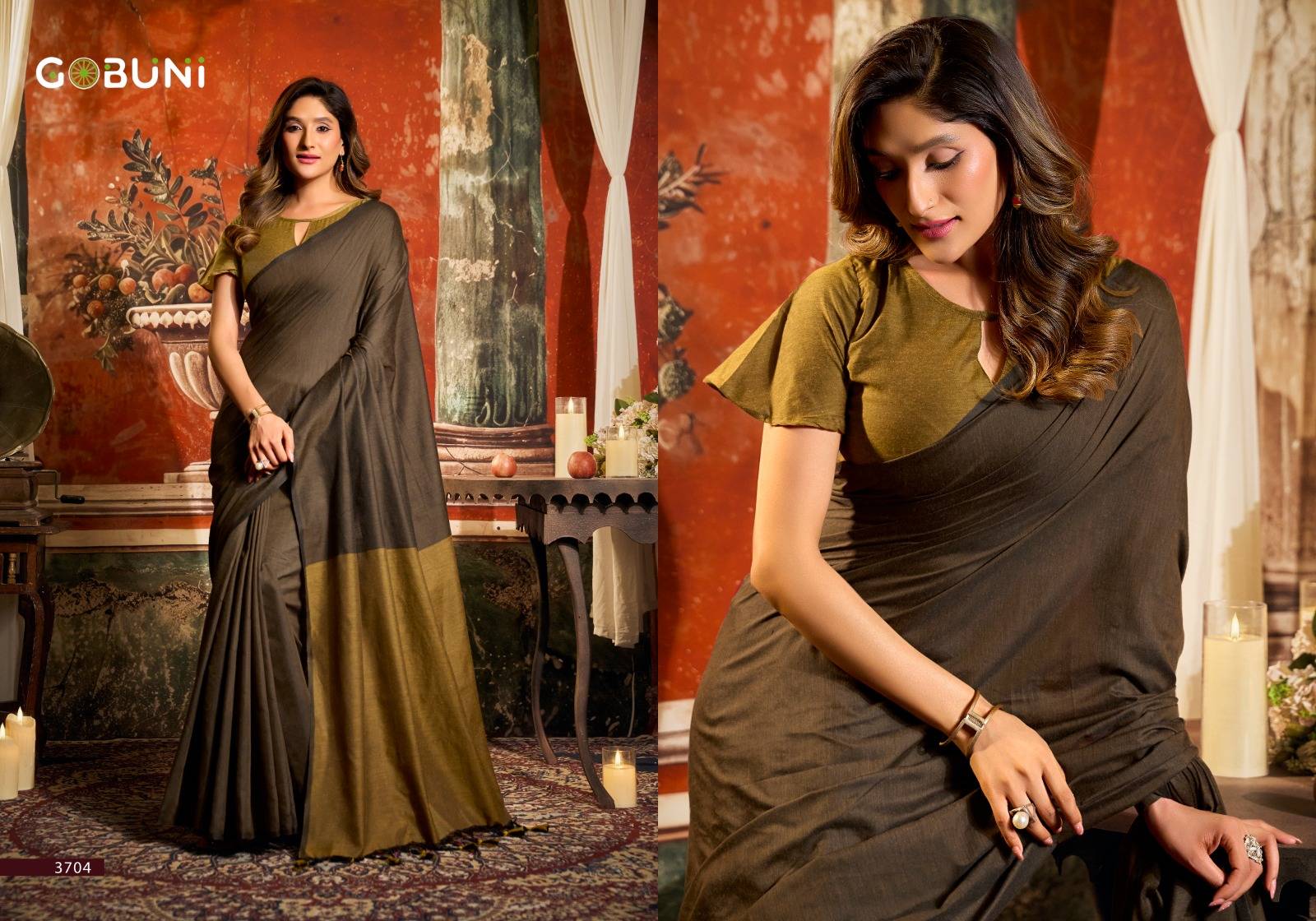 SWATI BY GOBUNI 3701 TO 3708 Series Indian Traditional Wear Collection Beautiful Stylish Fancy Colorful Occasional Wear Cotton Sarees At Wholesale Price